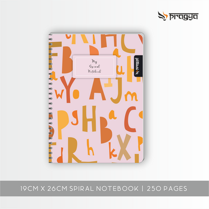 Pragya Spiral Notebook (19cm x 26cm, 250 Pages, Ruled)  |  Pack of 3