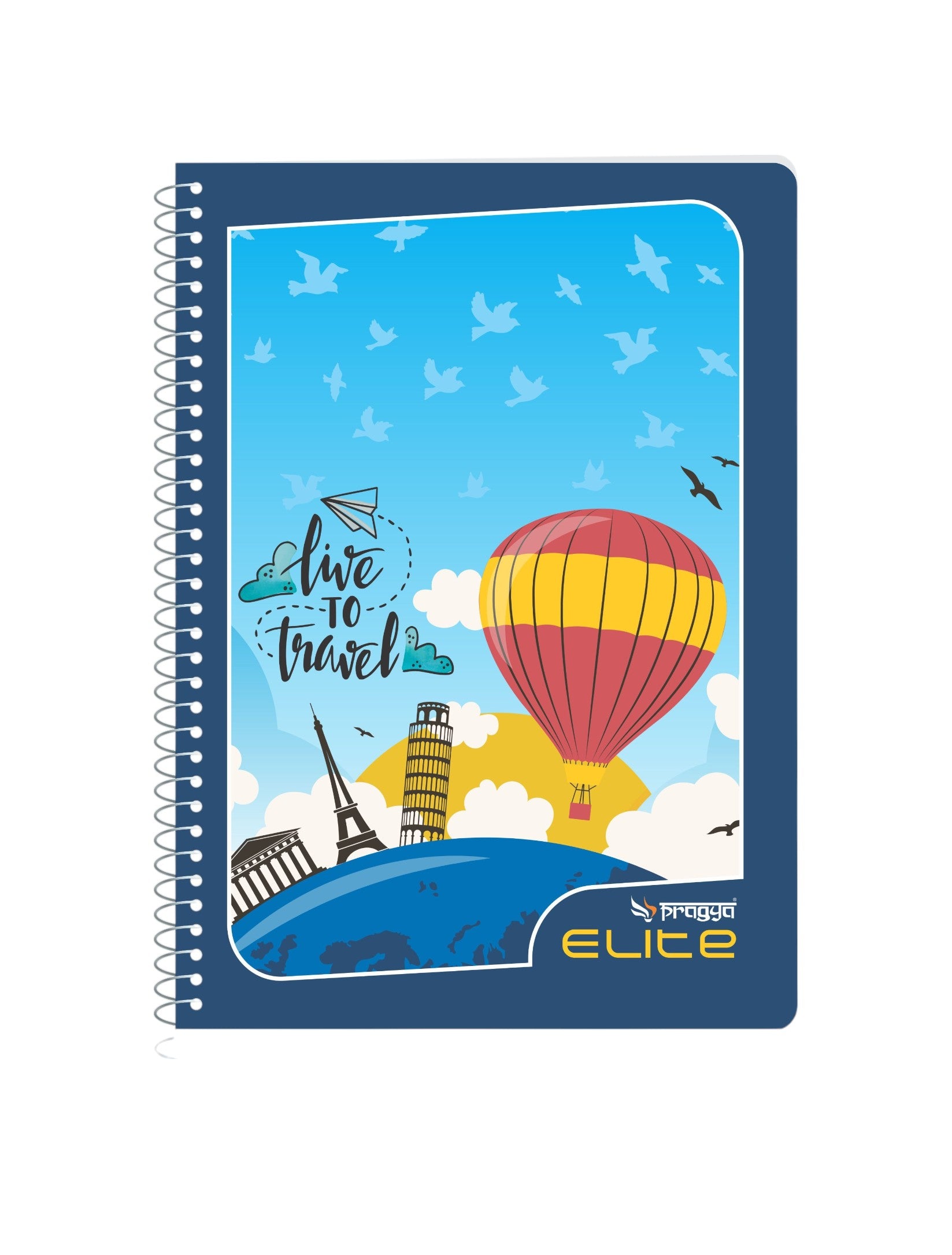 Pragya Spiral Notebook | 500 Pages | A4 Size (21 x 29.7 cm) |Soft & Durable Cover with Metallic Print | Metal Spiral Wire Binding | Ideal for School, Office & Personal Use