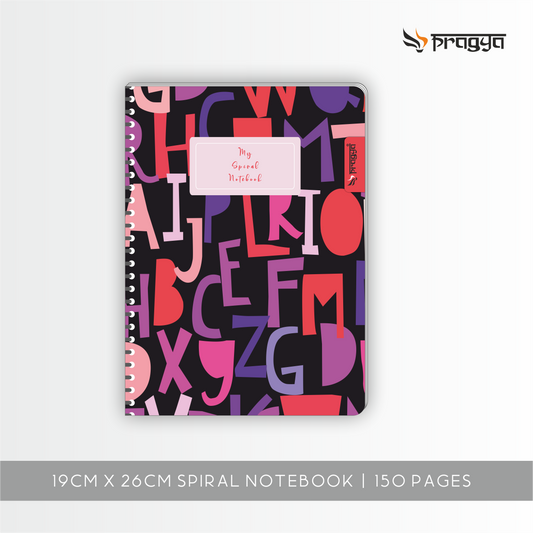 Pragya Spiral Notebook (19cm x 26cm, 150 Pages, Ruled)  |  Pack of 4