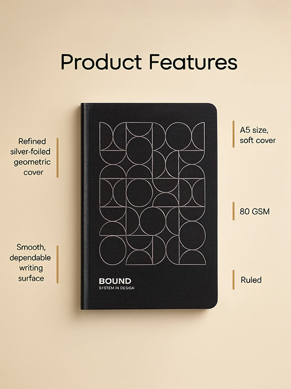 Black Poppy Notebook | A5 | Ruled | 120 Pages | 80 GSM Paper