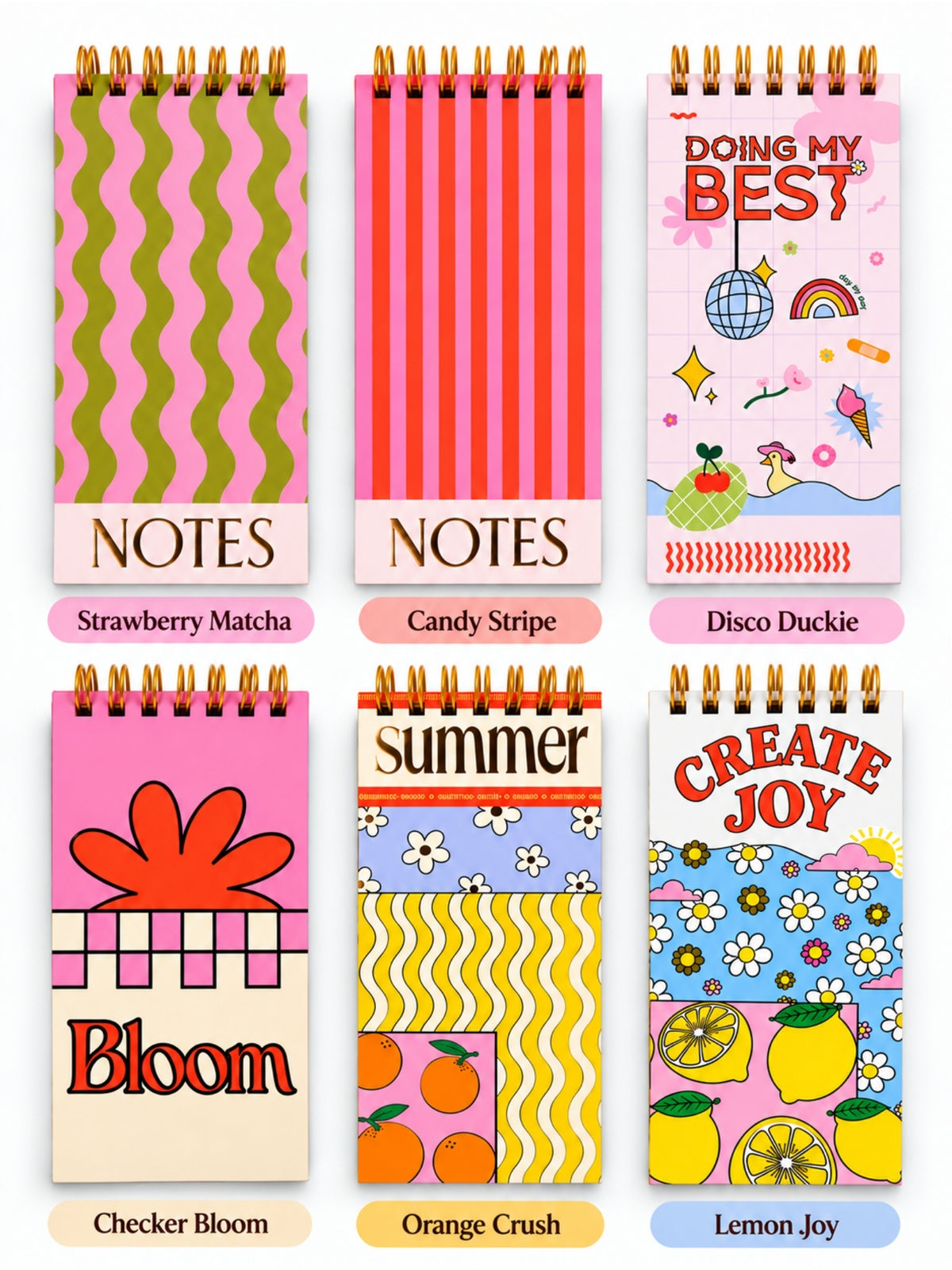 All 6 Daily Mood Think Pad designs with names