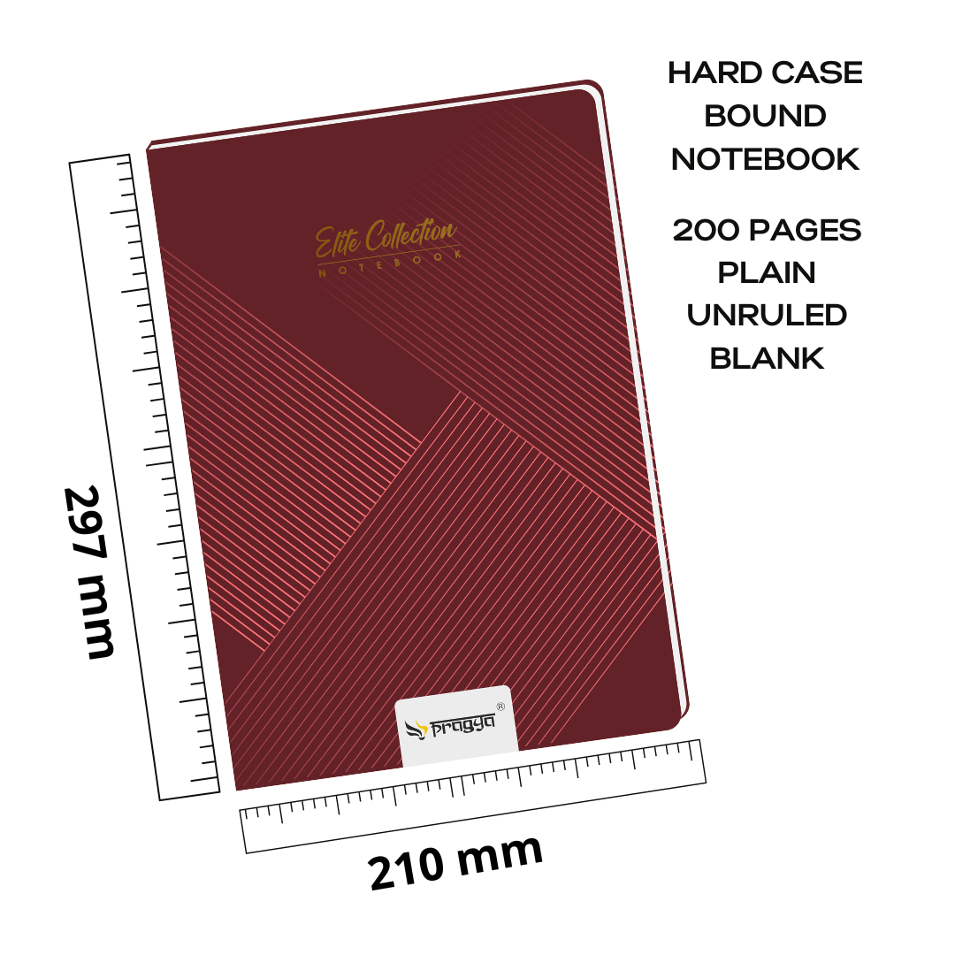 Pragya Elite Collection Hard Case A4 Notebook Register (21x29.7 cm, 200 ...
