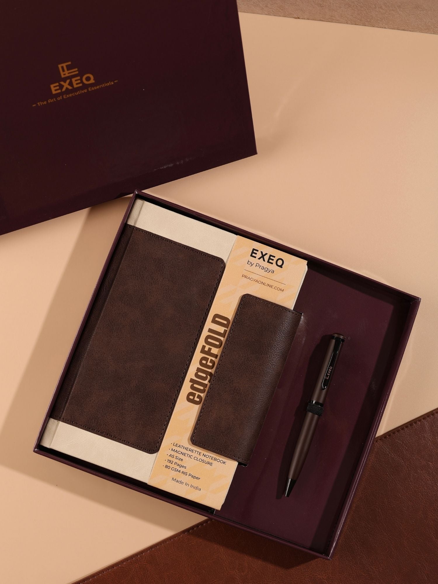 Brown EdgeFold Notebook & Pen Combo Kit