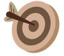 Dartboard with a dart in the center
