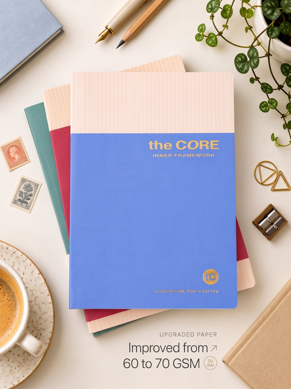 Core Series A4 Notebook | 160 Pages | Ruled | Thread Sewn | Gold Foil Cover