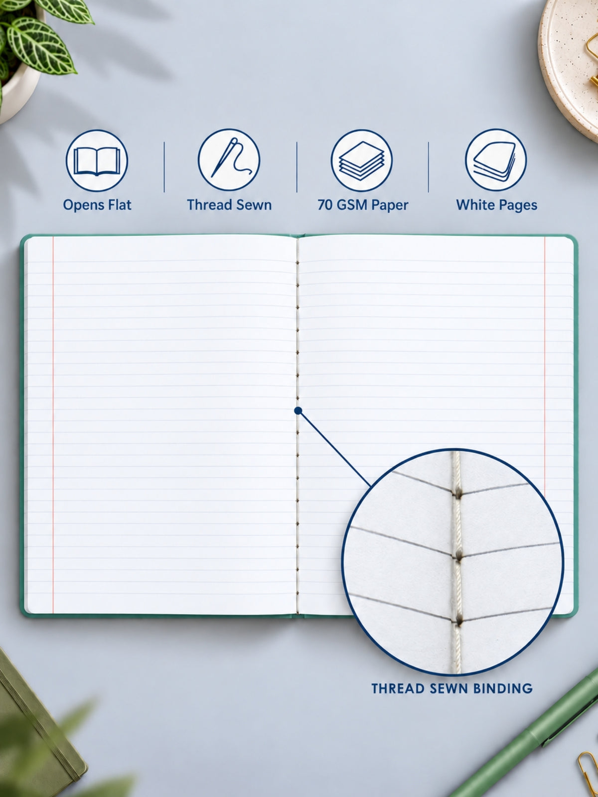 Core Series A4 Notebook | 160 Pages | Ruled | Thread Sewn | Gold Foil Cover