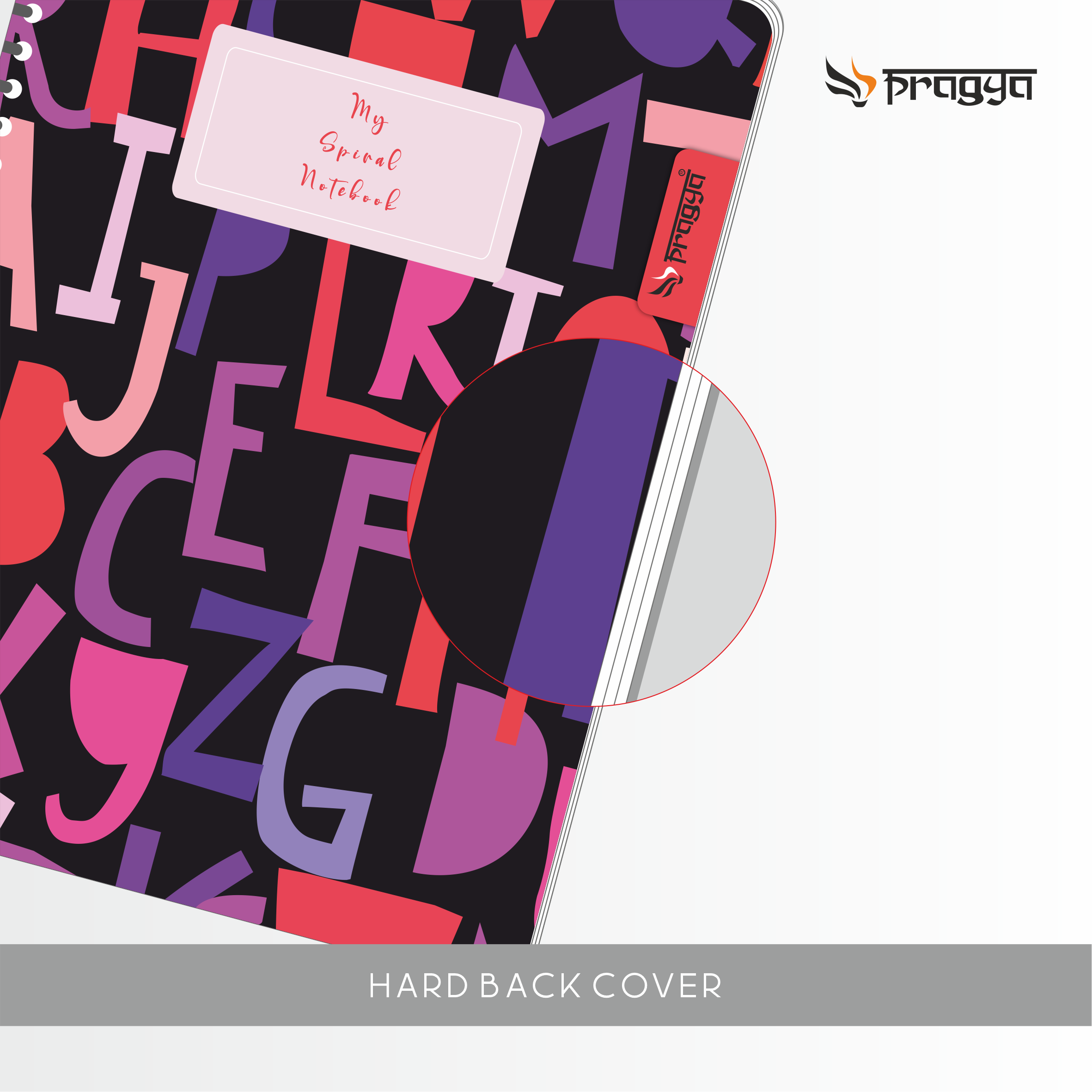 Pragya Spiral Notebook (19cm x 26cm, 150 Pages, Ruled)  |  Pack of 4