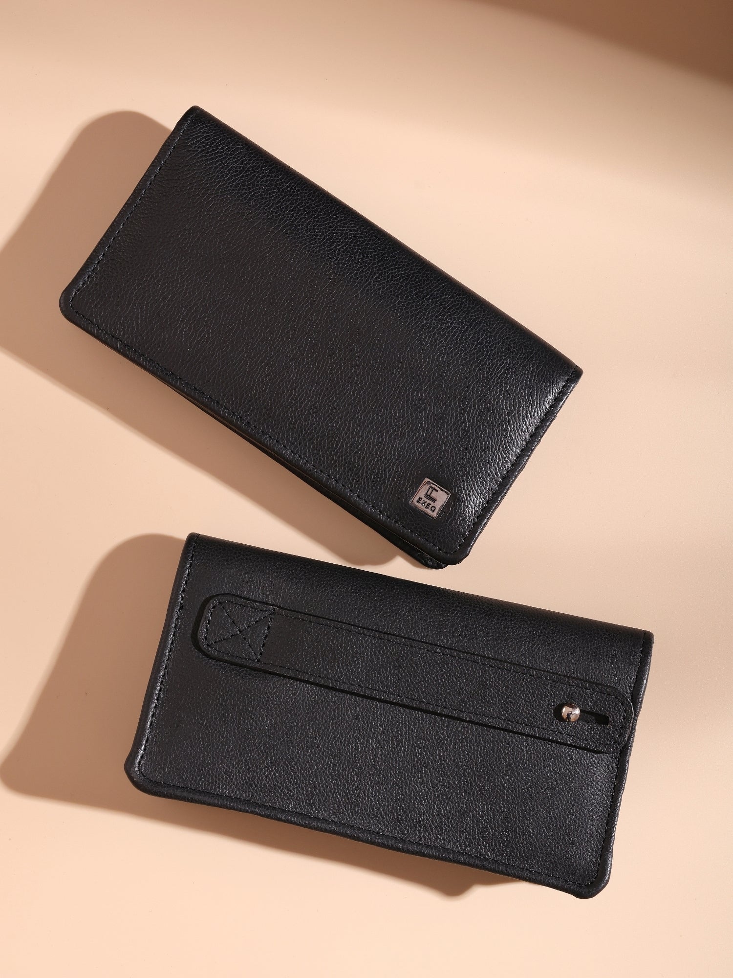 EXEQ Unisex Long Leather Wallet | Midnight Black