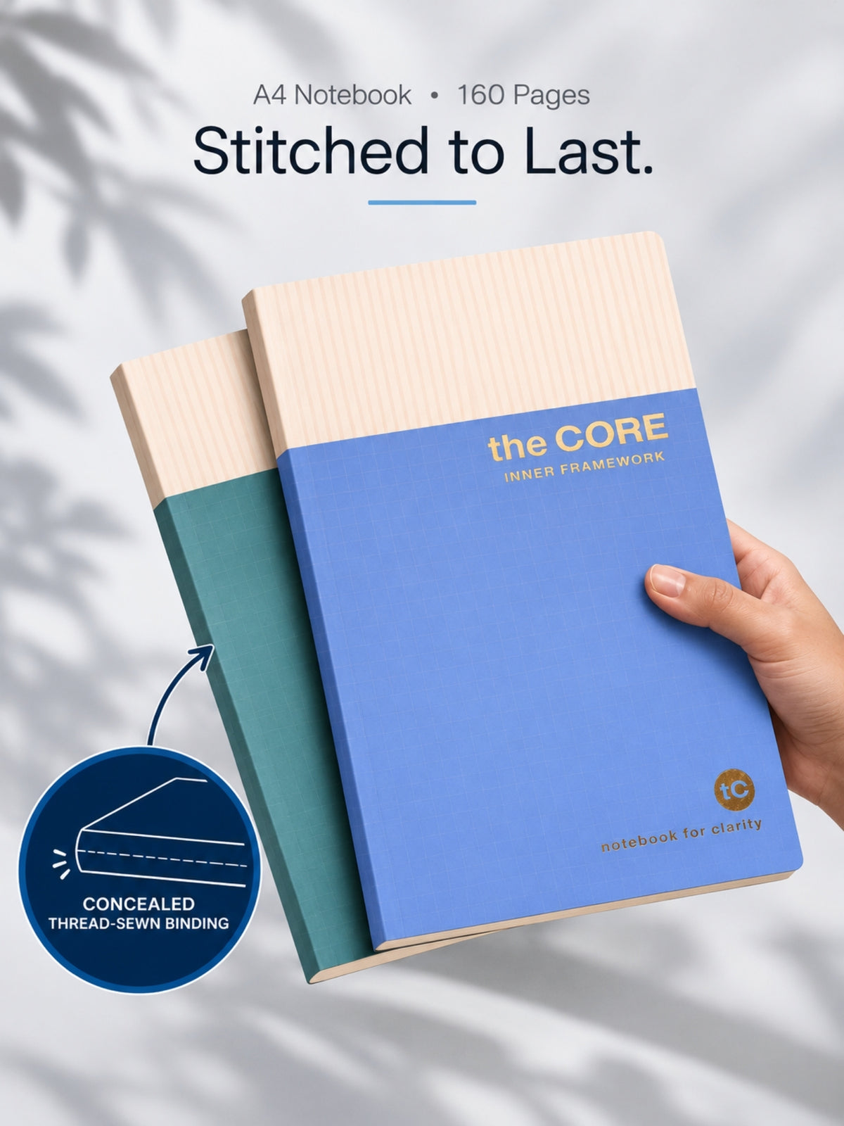 Core Series A4 Notebook | 160 Pages | Ruled | Thread Sewn | Gold Foil Cover