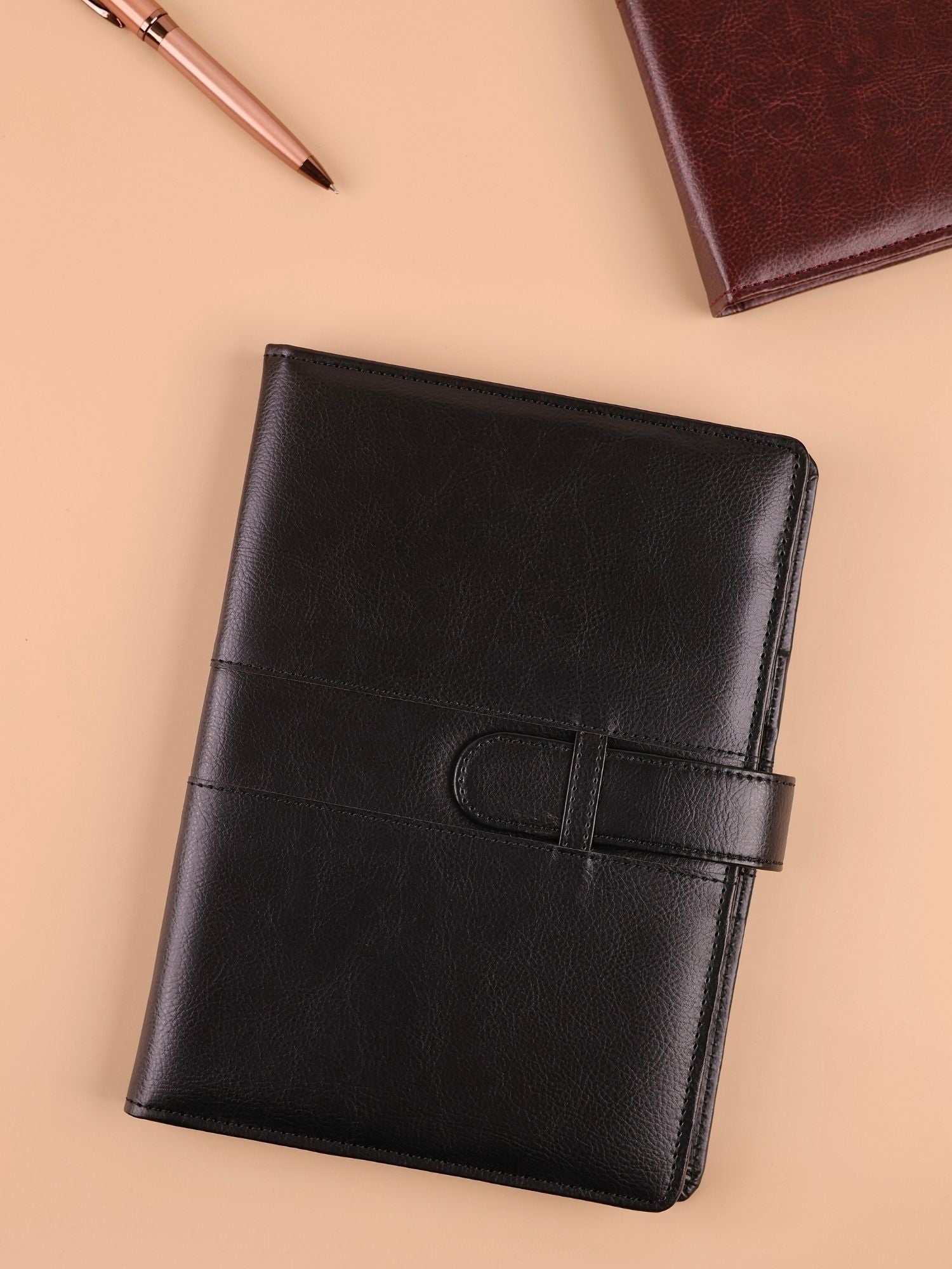 Black Strap Organiser with Refillable Notebook