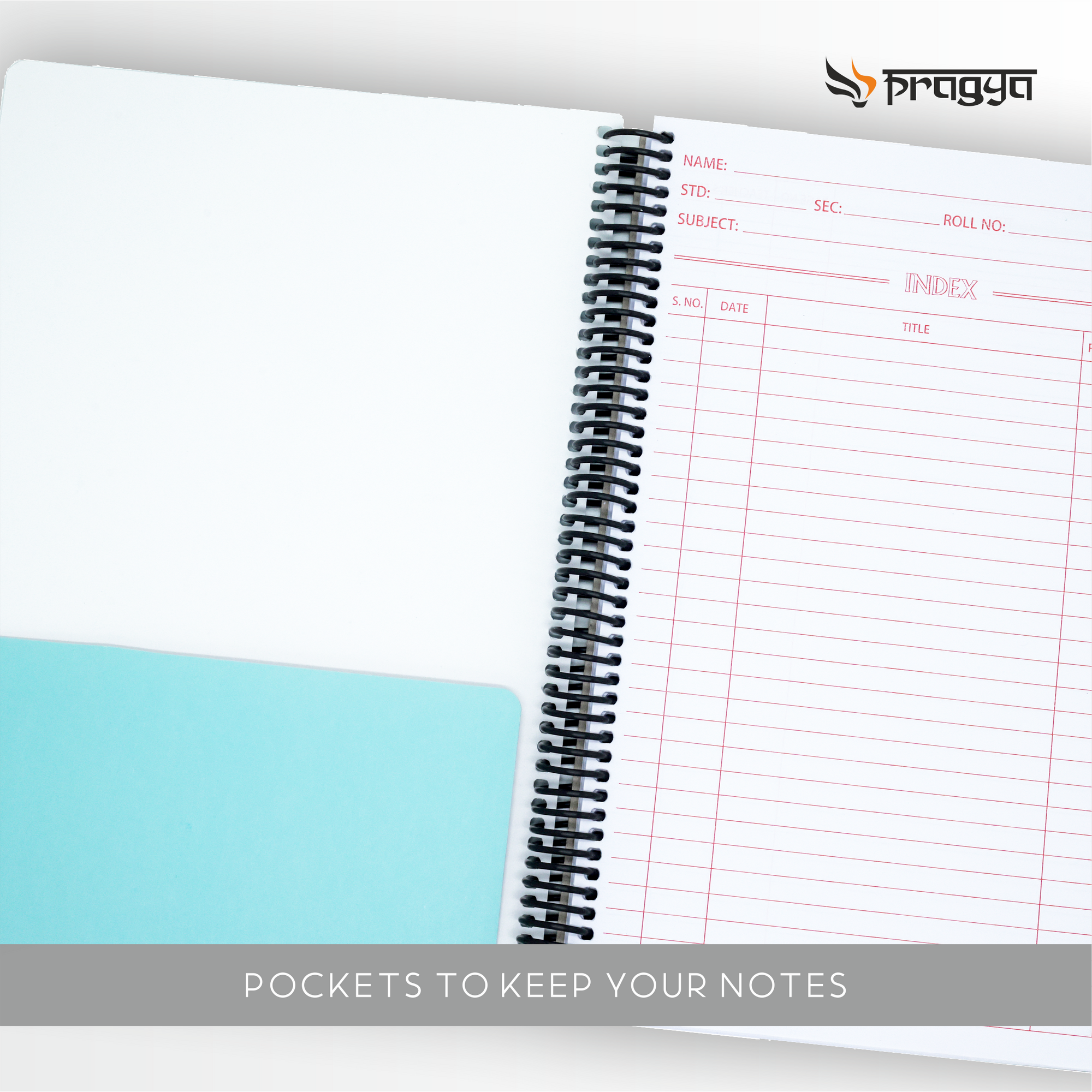 Pragya Spiral Notebook (19cm x 26cm, 150 Pages, Ruled)  |  Pack of 4