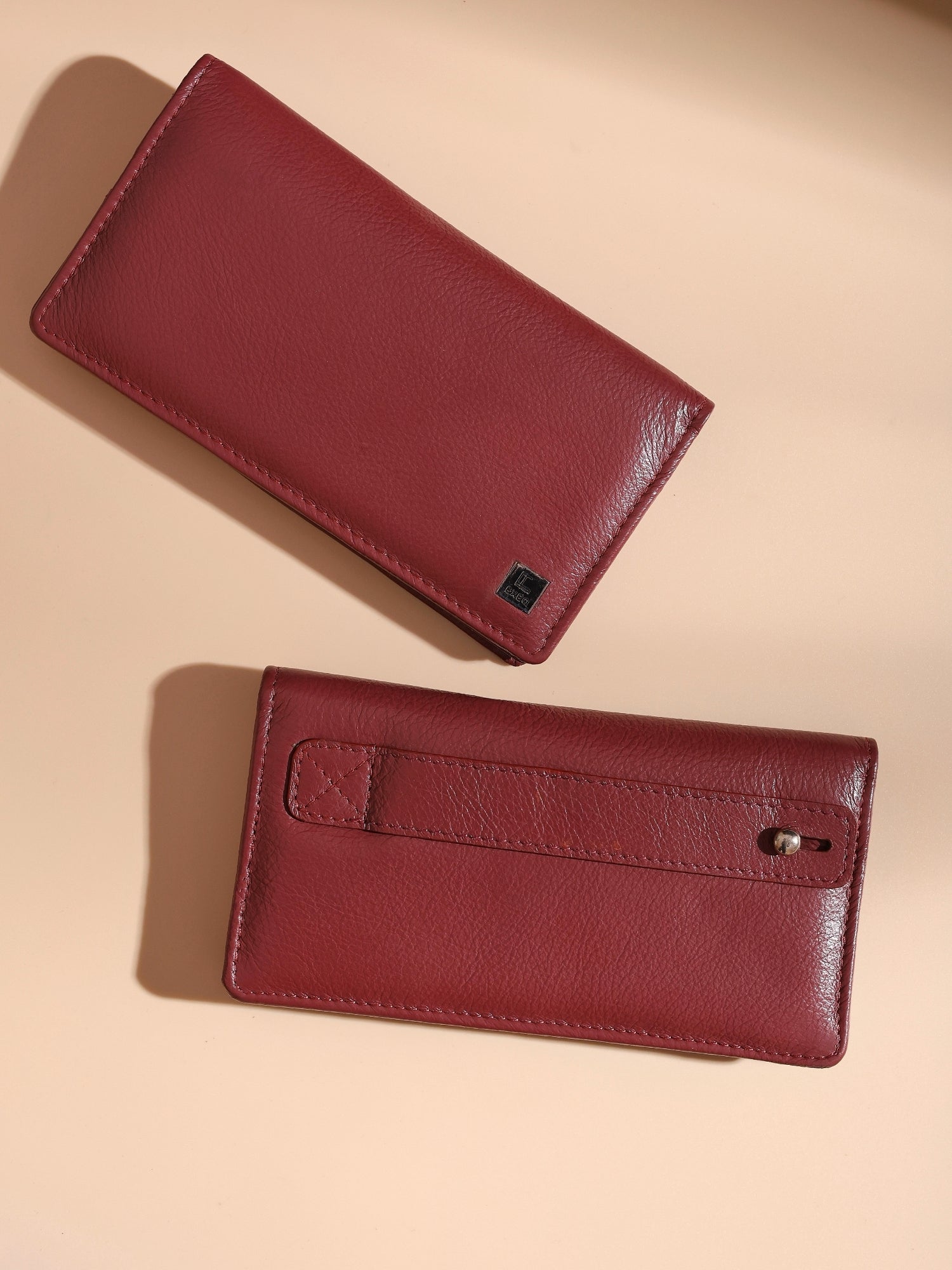 EXEQ Unisex Long Leather Wallet | Burgundy Wine