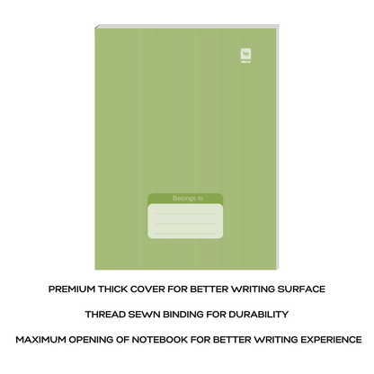 Pragya Notebook (24cm x 18cm, 140 Pages, Single/Four/Square line) Luxe Series Thread Sewn  |  Pack of 6
