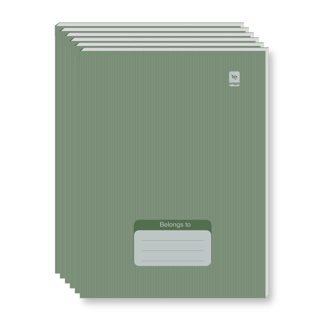 Pragya Notebook (24cm x 18cm, 140 Pages, Single/Four/Square line) Luxe Series Thread Sewn  |  Pack of 6