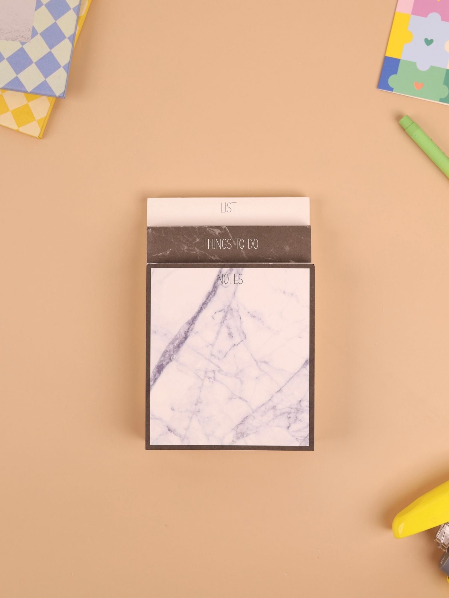 Marble Desk Notepad Set – Notes, To Do & Checklist Pads | Tear-Off Sheets