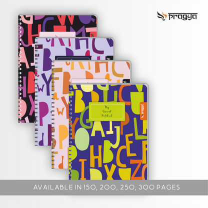 Pragya Spiral Notebook (19cm x 26cm, 250 Pages, Ruled)  |  Pack of 3