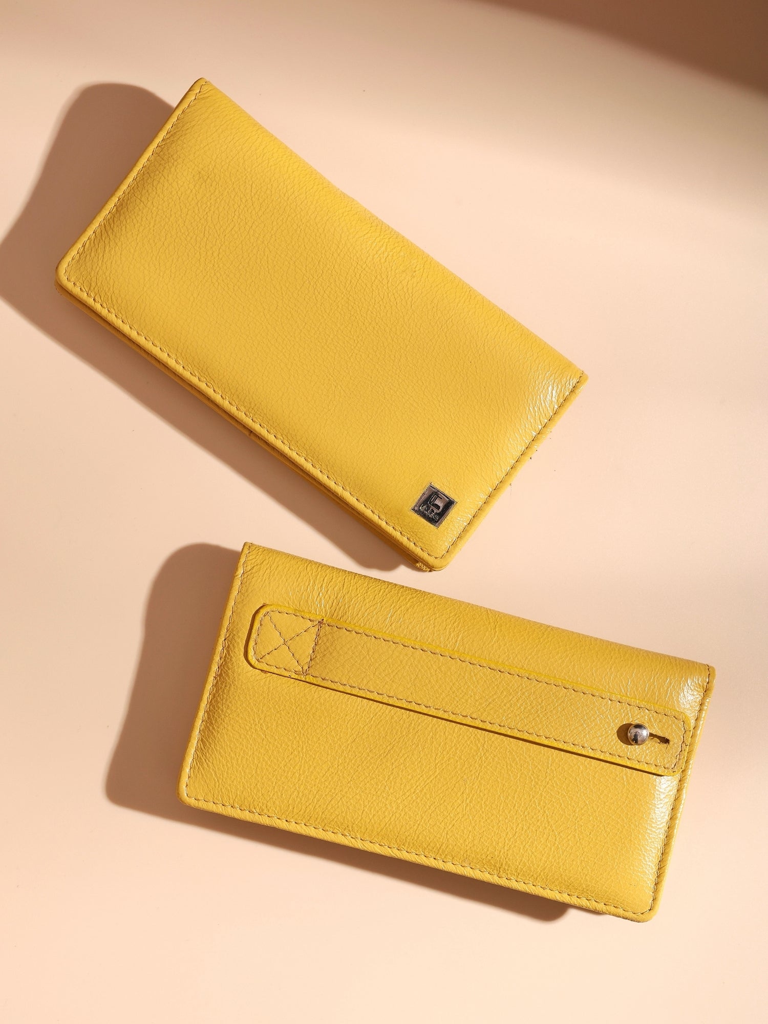 EXEQ Unisex Long Leather Wallet | Mustard Ochre