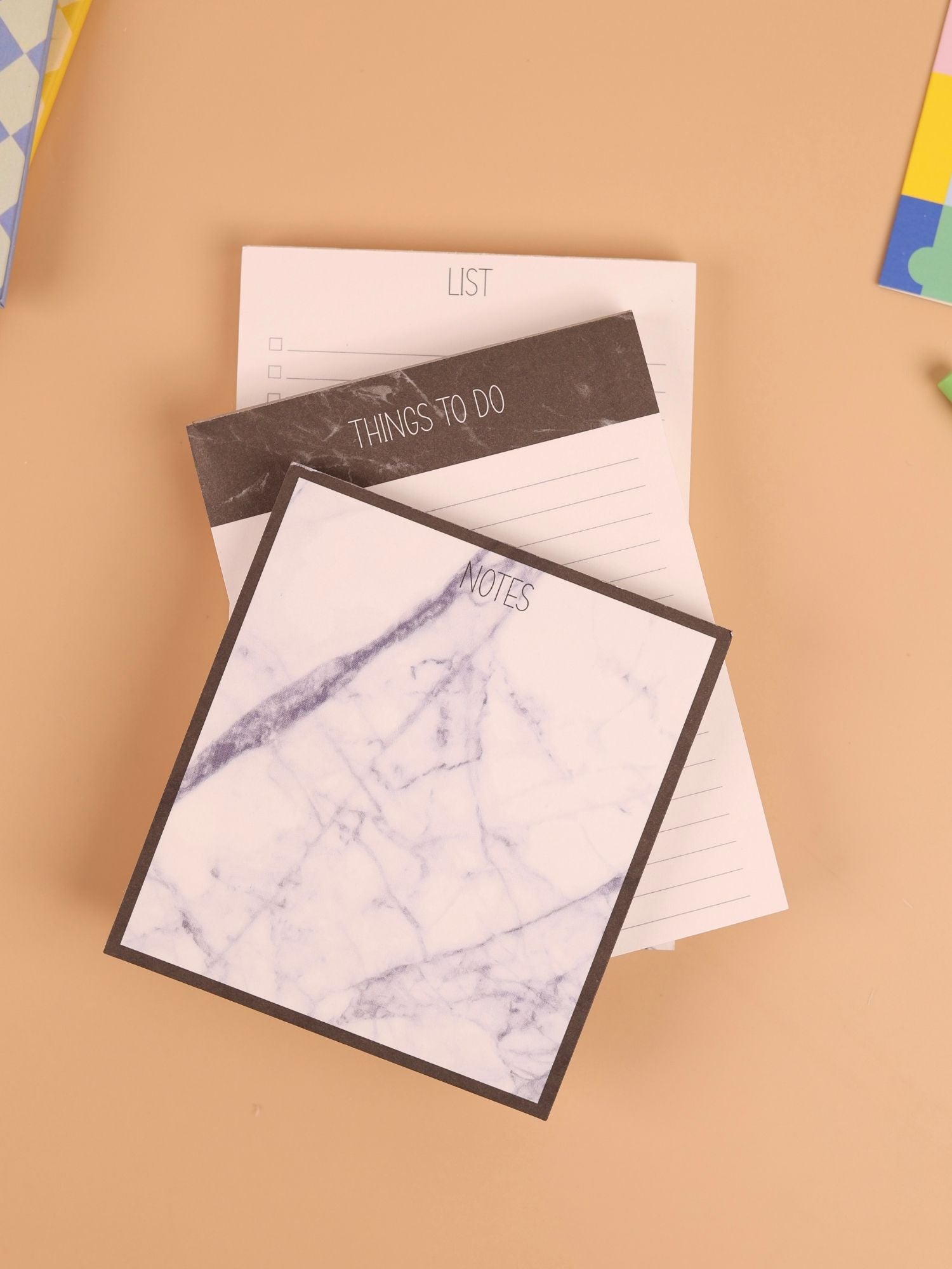 Marble Desk Notepad Set – Notes, To Do & Checklist Pads | Tear-Off Sheets