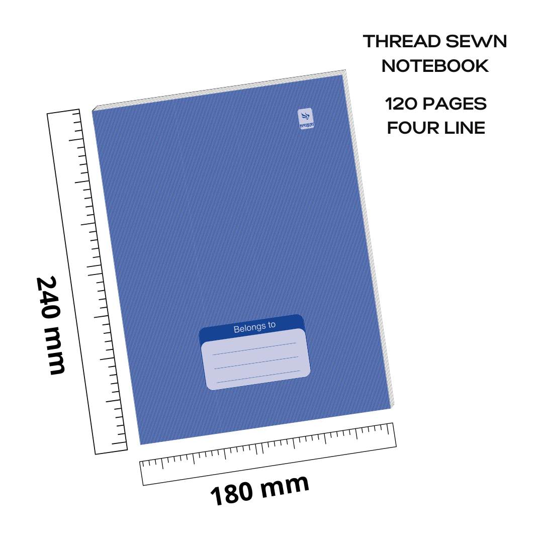 Pragya Notebook (24cm x 18cm, 120 Pages, Single/Four/Square line) Luxe Series Thread Sewn  |  Pack of 6