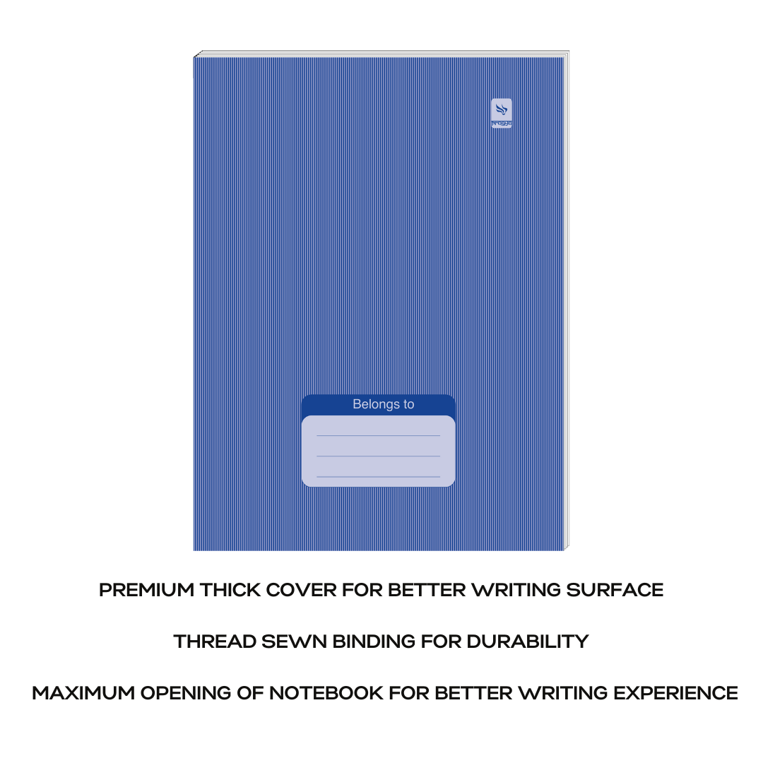 Pragya Notebook (24cm x 18cm, 120 Pages, Single/Four/Square line) Luxe Series Thread Sewn  |  Pack of 6