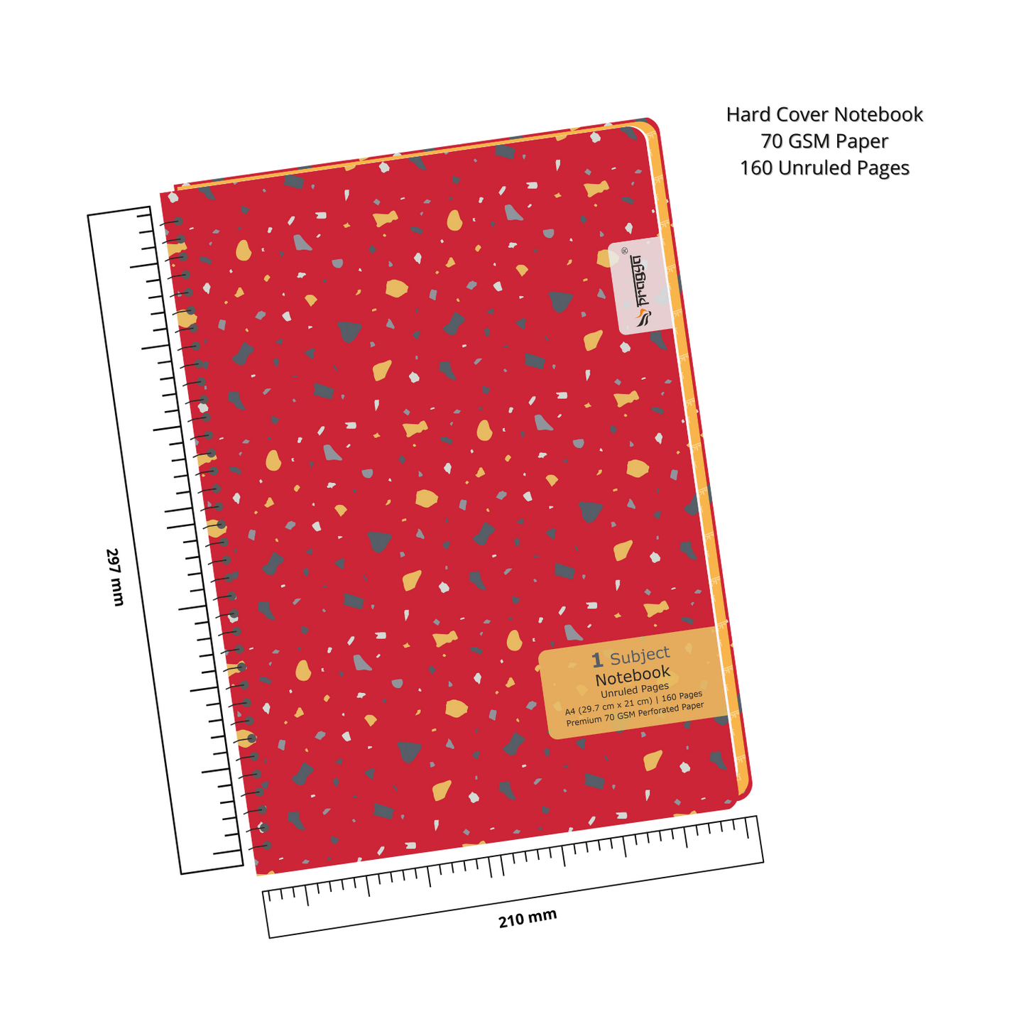 Pragya 1-Subject A4 Notebook (160 Pages, Ruled/Plain) Spiral Elite Collection Hard Cover |  Pack of 2