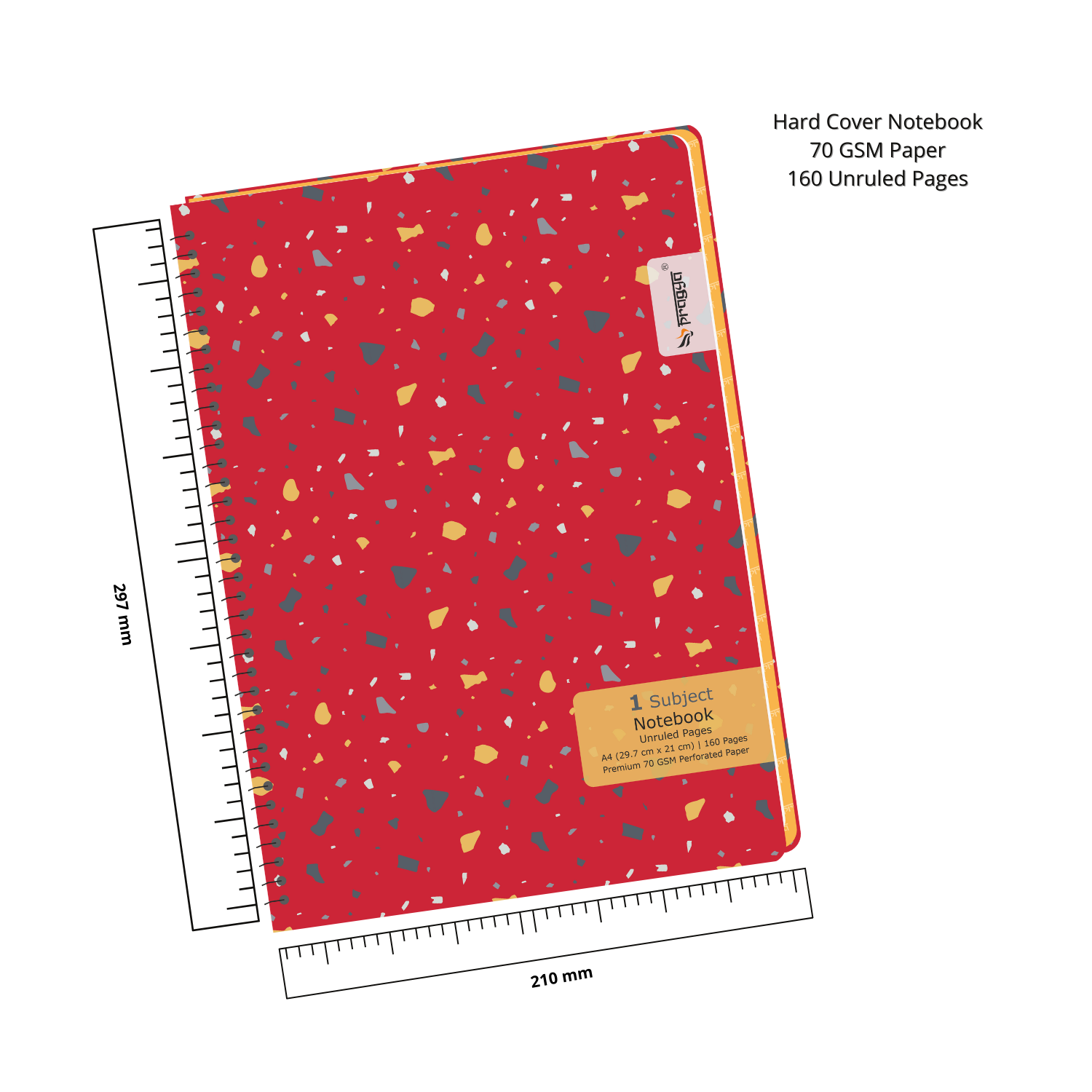 Pragya 1-Subject A4 Notebook (160 Pages, Ruled/Plain) Spiral Elite Collection Hard Cover |  Pack of 2