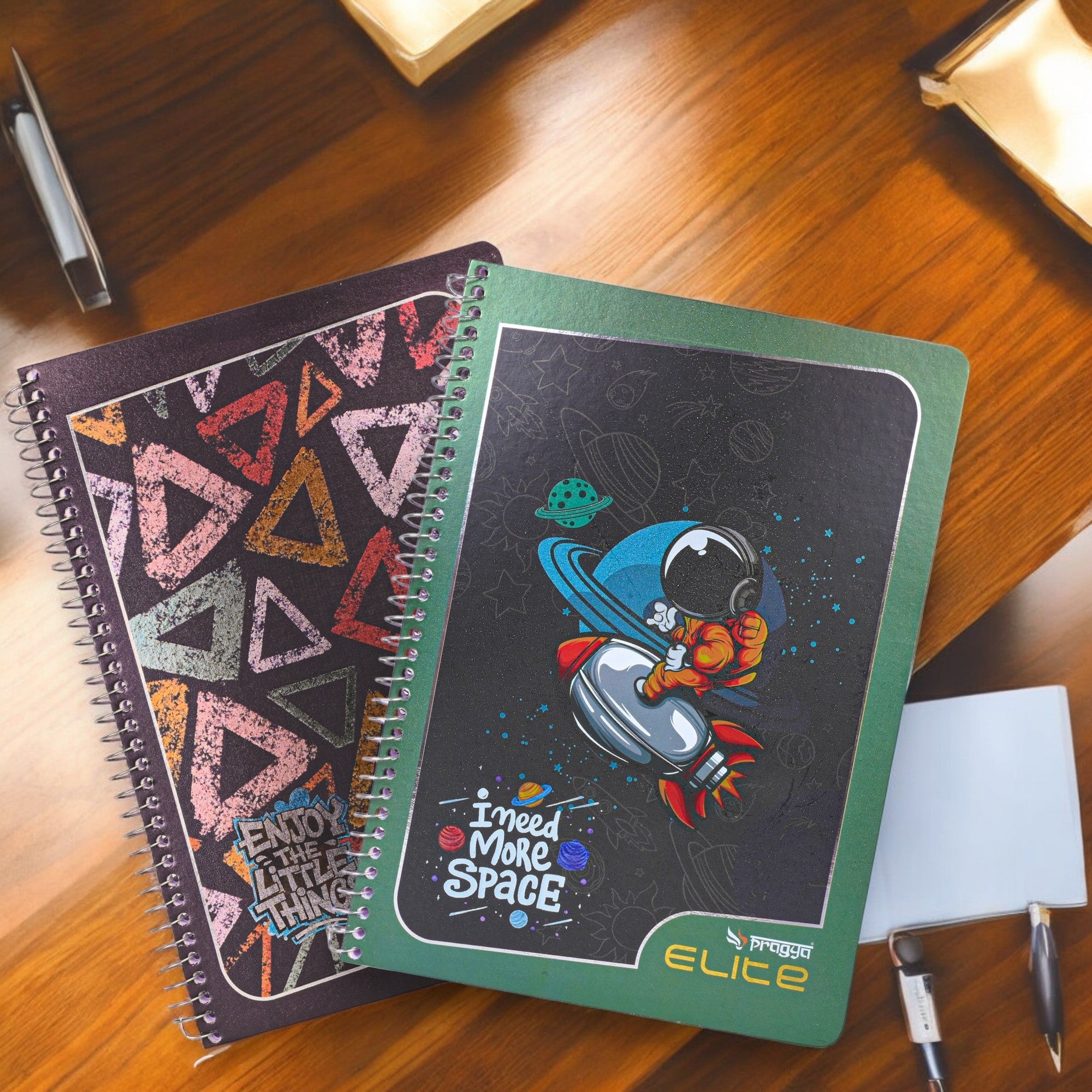 Pragya A4 Notebook (300 Pages, Ruled/Plain) Spiral - Premium Textured Cover  |  Pack of 2