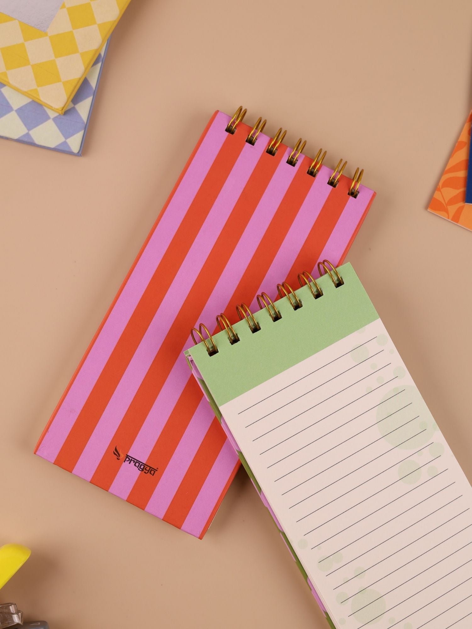 Stripe Spiral Think Pad | 120 Pages | Hard Cover | Golden Wire-O