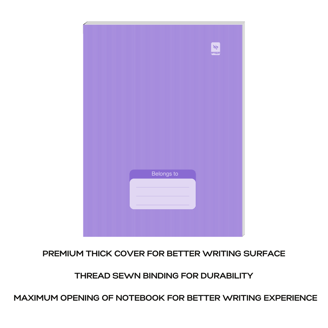 Pragya Notebook (24cm x 18cm, 120 Pages, Single/Four/Square line) Luxe Series Thread Sewn  |  Pack of 6