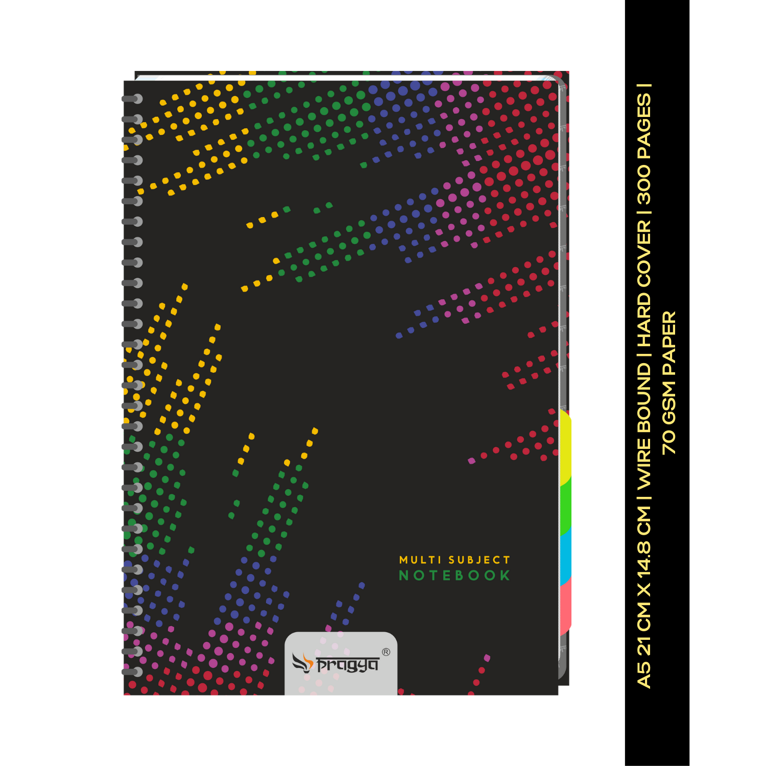 Pragya Elite Collections Wire-O Notebook – 5 Subject | 300 Pages | Single Ruled | Premium Spiral Hard Cover | Ideal for Office, School & Personal Use (Pack of 6)