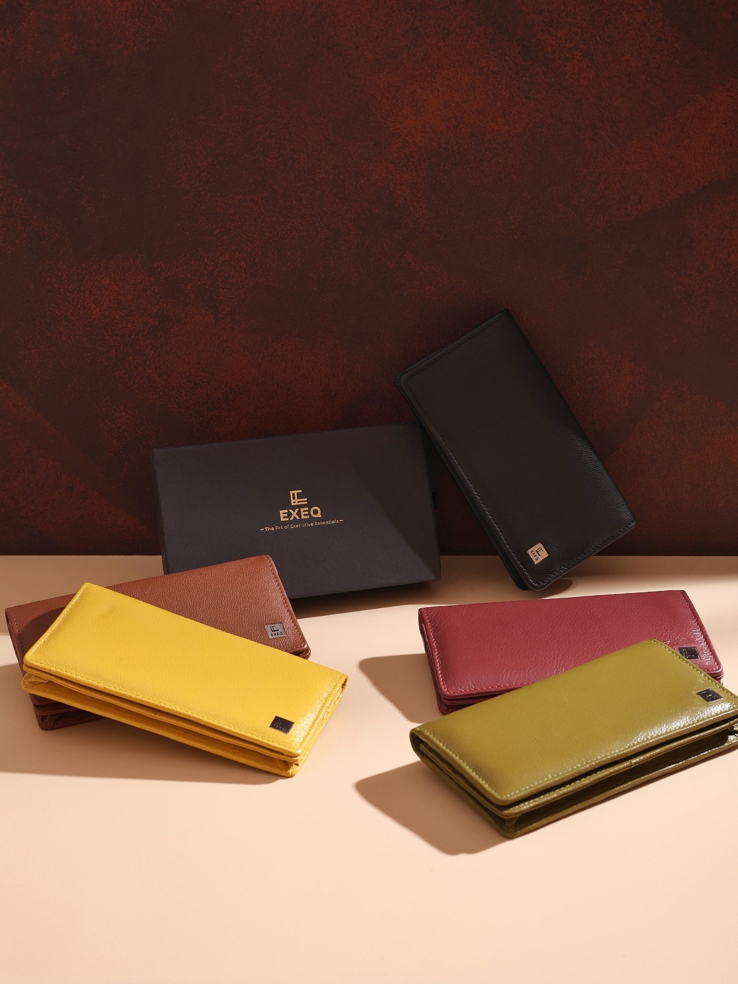 EXEQ Unisex Long Leather Wallet | Midnight Black