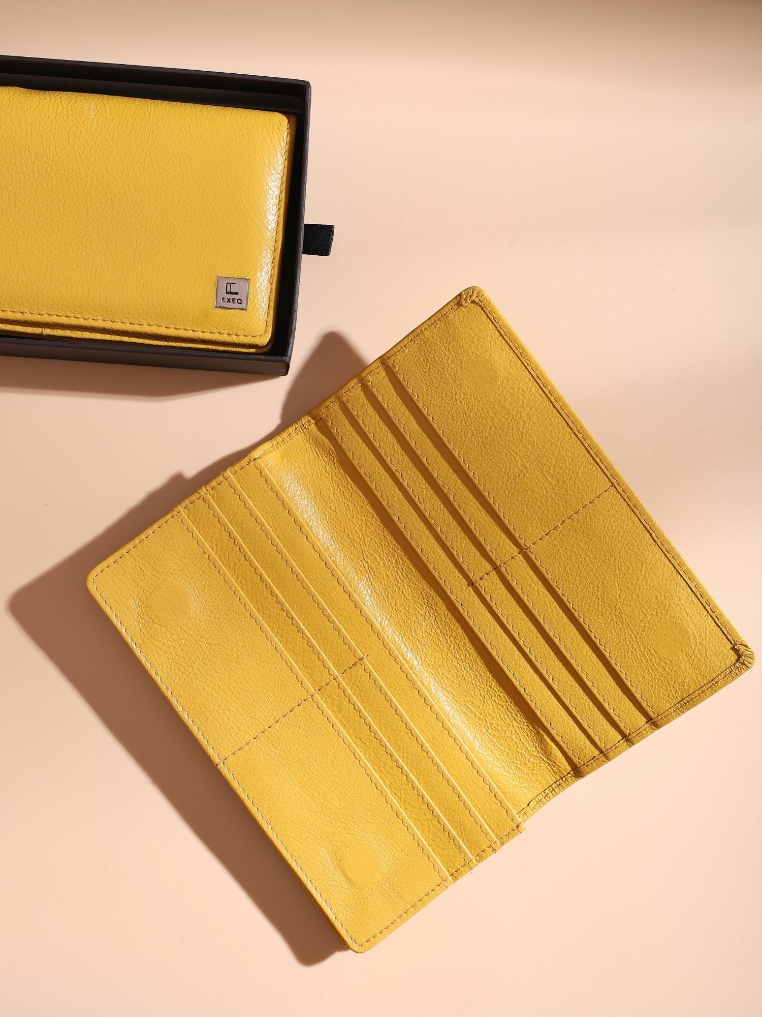 EXEQ Unisex Long Leather Wallet | Mustard Ochre