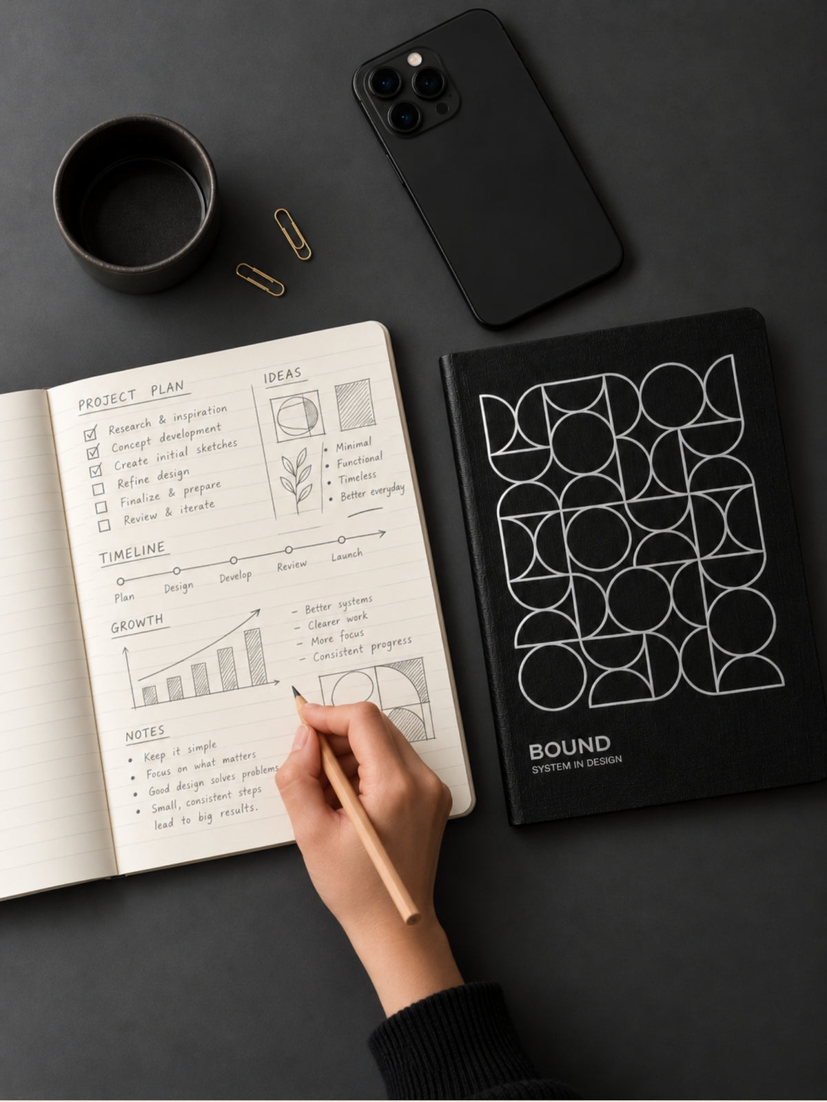 Black Poppy Notebook | A5 | Ruled | 120 Pages | 80 GSM Paper