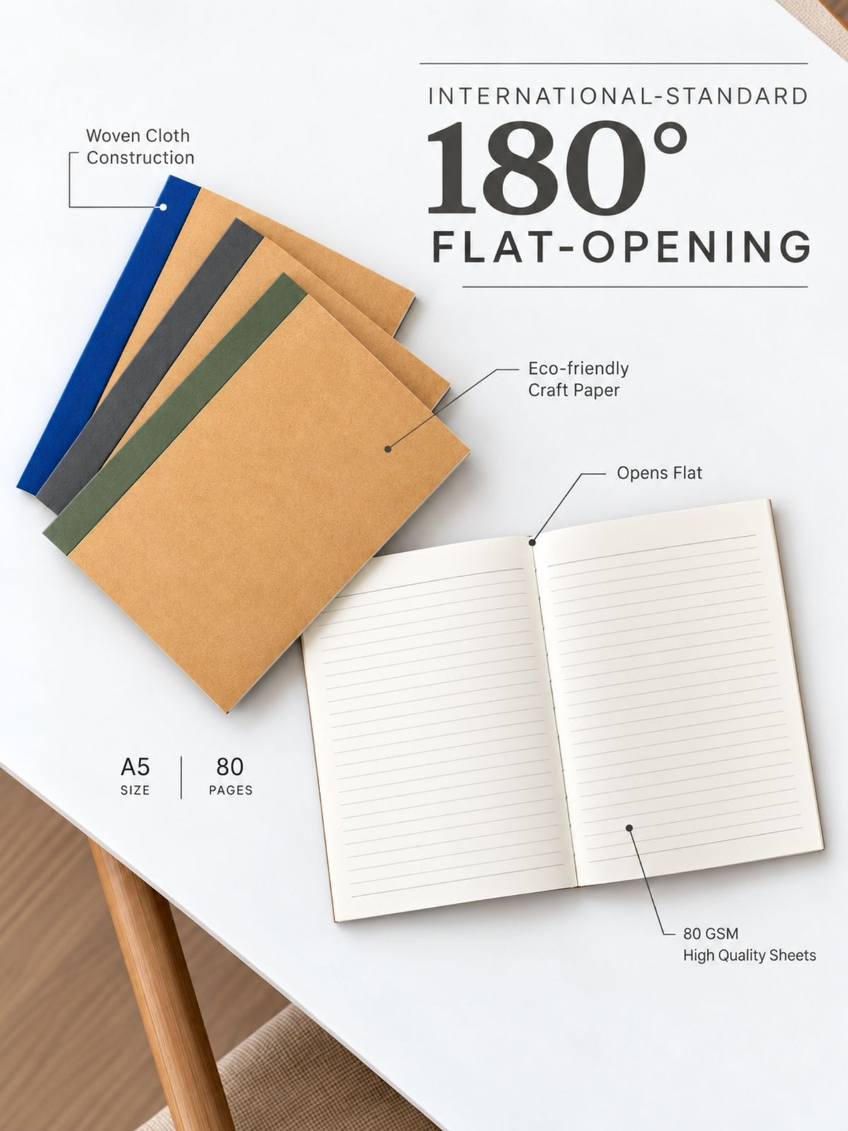 Zen Series Notebook | 80 Pages | 80 GSM Ivory Shade Paper | Craft Cover