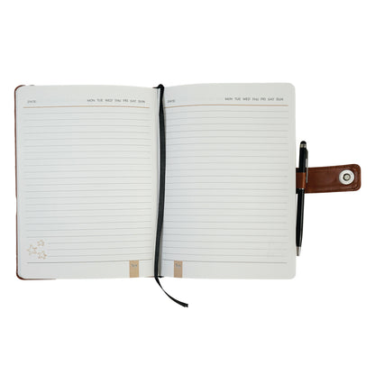 Pragya A5 Notebook (192 Pages, Ruled) Leatherette Padded Hard Cover - Magnetic Closure