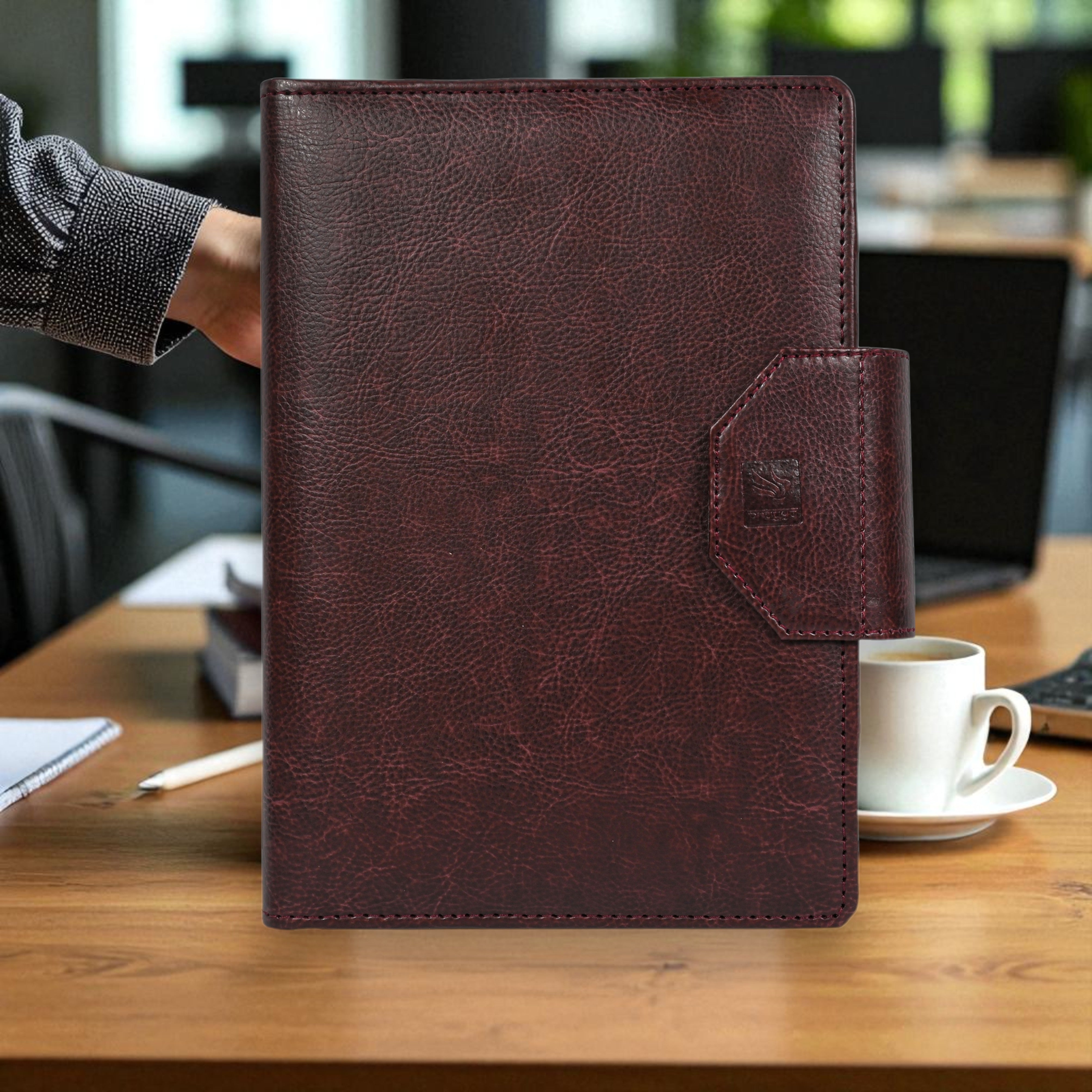 Pragya Premium B5 Leatherette Office Folder with Diary Notebook, Refillable Executive Organizer, Card & ID Slots, Pen Loop, Magnetic Closure – Ideal for Corporate Office Use & Documents