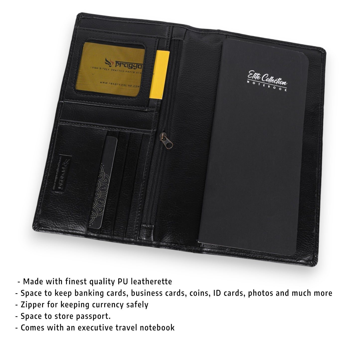 Pragya Elite Collection Travel Wallet - Luxury Organizer for Passport, Cards, Currency, Boarding Pass & Travel Booklet