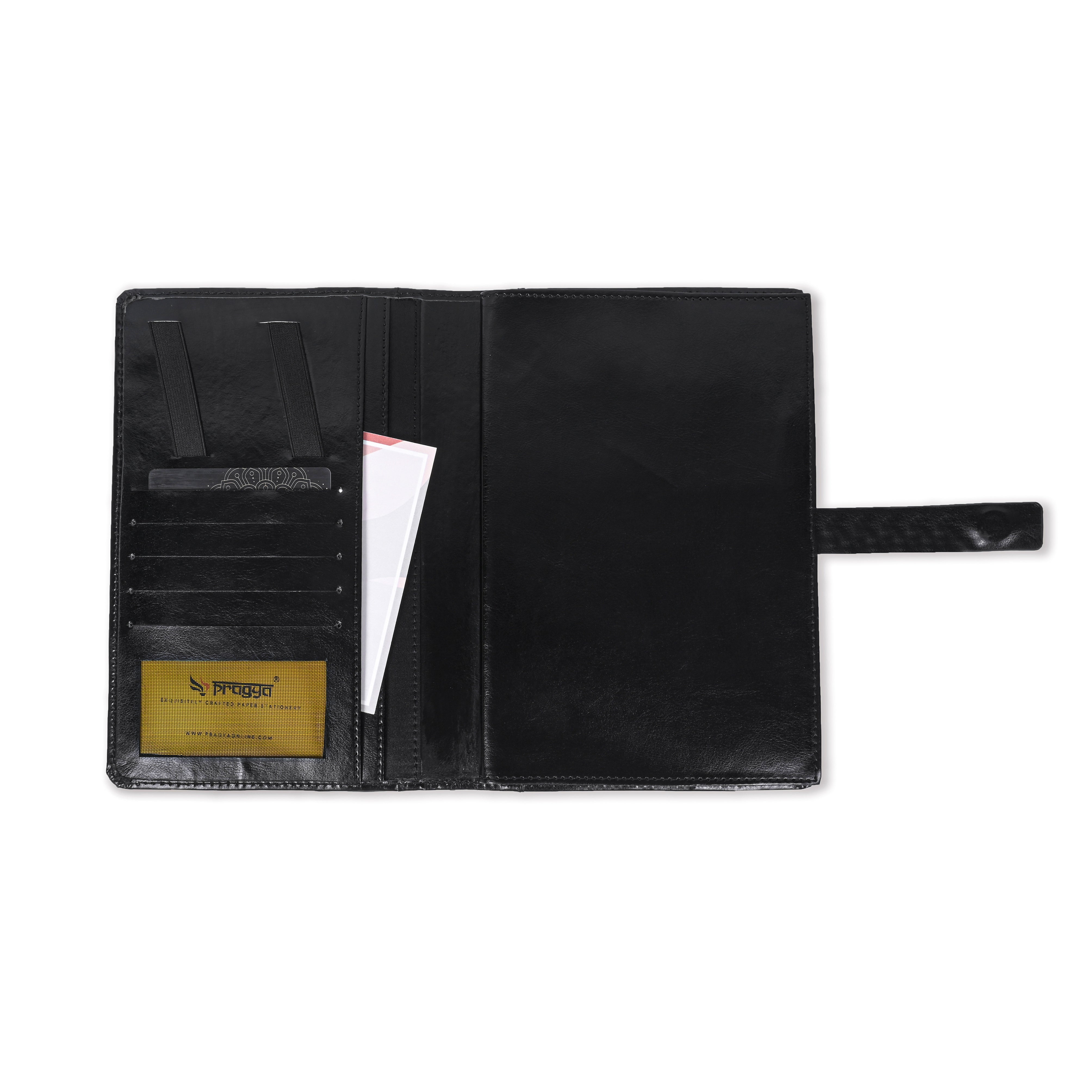 Pragya Premium Leatherette Organizer | A5 Size (14.5x21 cm) | Includes 1 Premium Notebook | Magnetic Closure | Multi-Pocket Design for Cards & Documents | Professional Business Planner