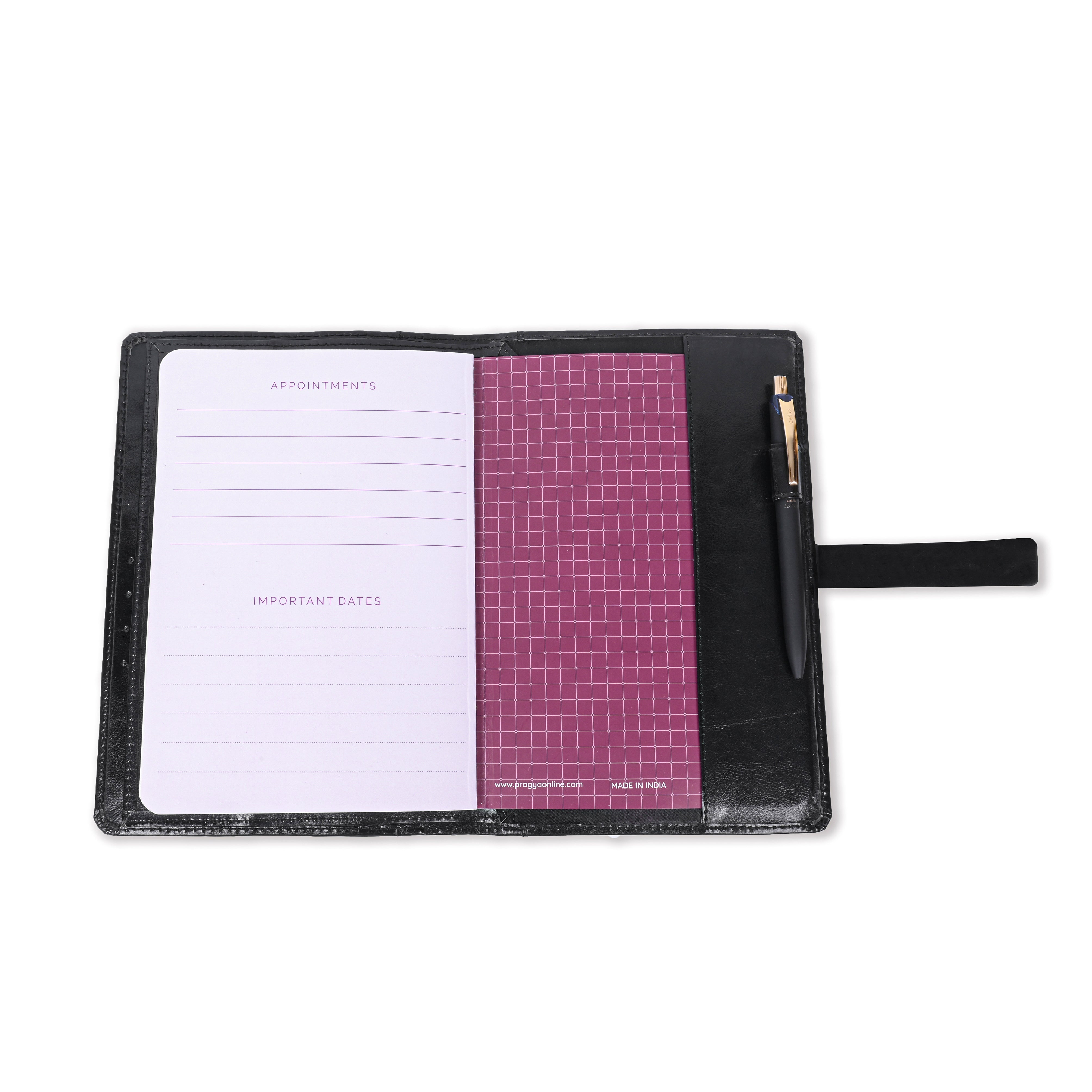 Pragya Premium Leatherette Organizer | A5 Size (14.5x21 cm) | Includes 1 Premium Notebook | Magnetic Closure | Multi-Pocket Design for Cards & Documents | Professional Business Planner
