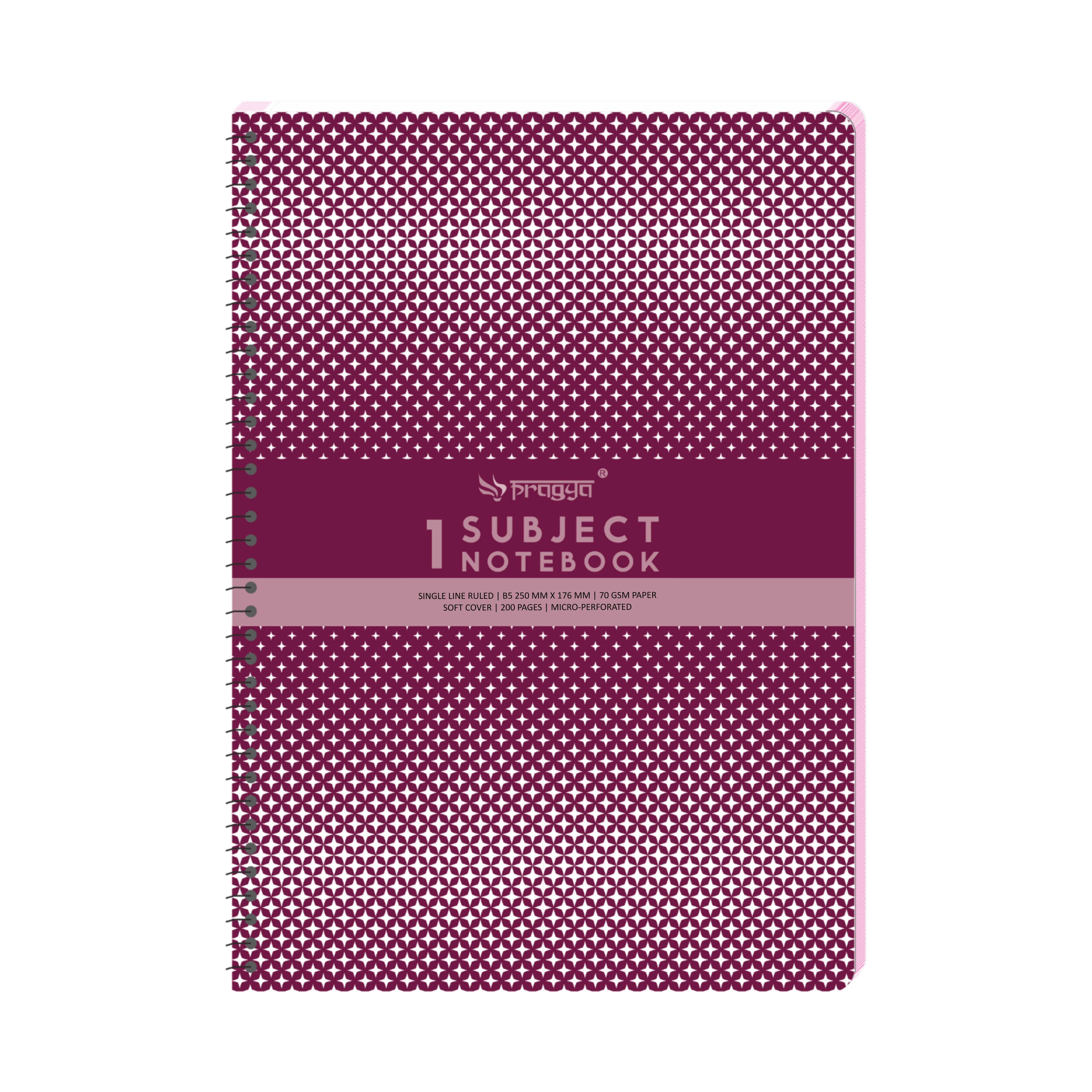 Pragya Spiral Soft Cover Notebook– 1 Subject | Single Ruled Pages | B5 Size (17.6x25 cm) | Lightweight & Durable Notebooks for School, Office & Daily Notes (Pack of 6)
