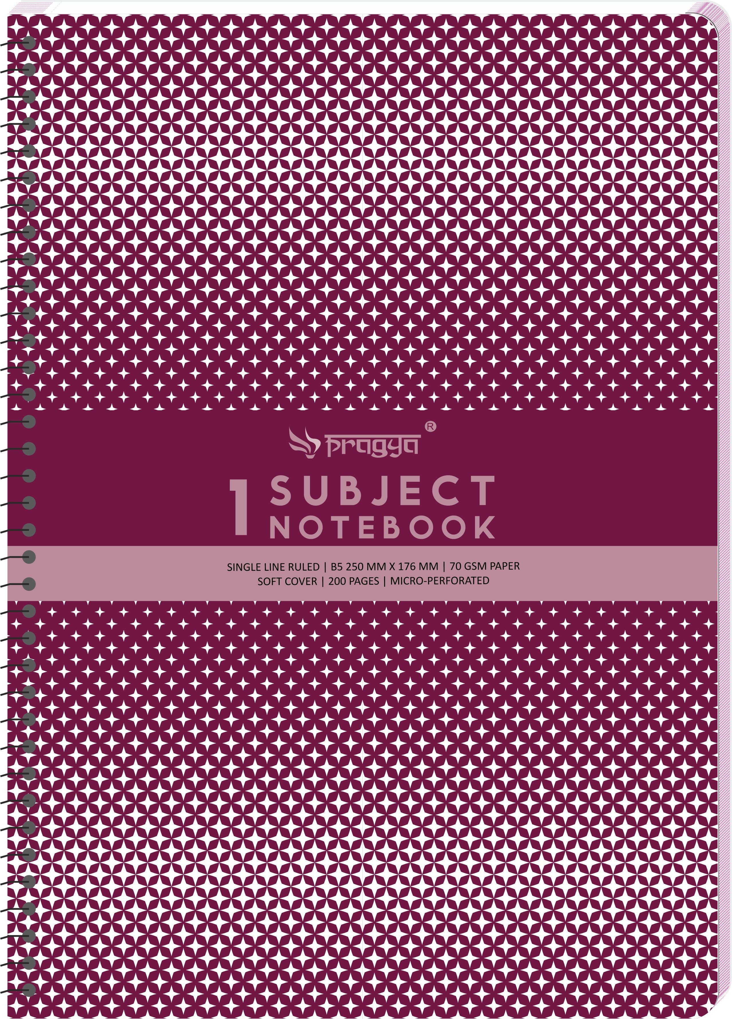Pragya Spiral Soft Cover Notebook– 1 Subject | Single Ruled Pages | B5 Size (17.6x25 cm) | Lightweight & Durable Notebooks for School, Office & Daily Notes (Pack of 6)