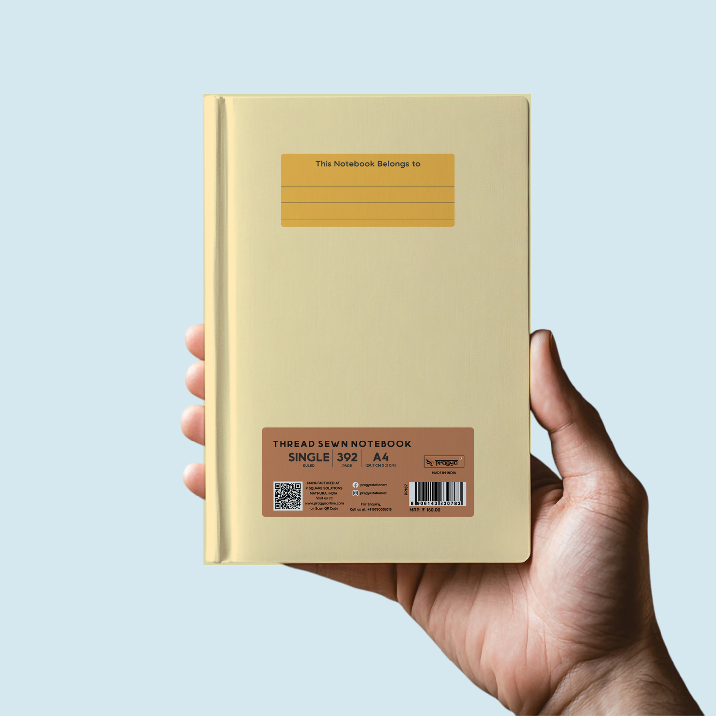 Pragya A4 Notebook (392 Pages, Ruled) Thread Sewn Soft Cover  |  Pack of 2