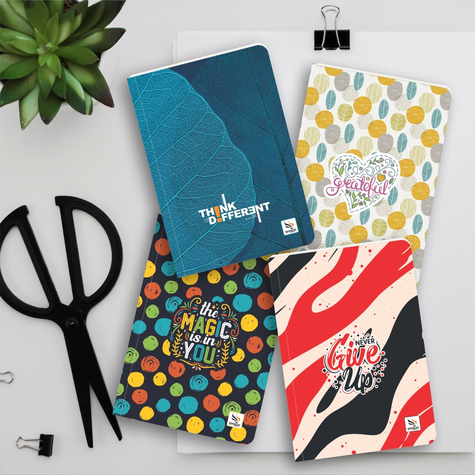 Pragya A5 Journal Notebook Set, 192 Pages, 80 GSM Single Ruled, Soft Cover Design with Printed Effects, Pack of 2