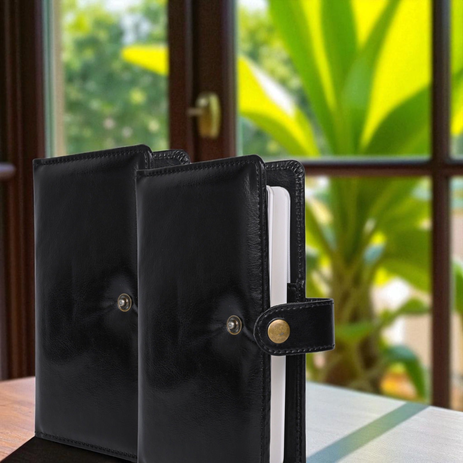 Pragya Leatherette Travel Wallet Organizer with Travel Notebook & Secure Button Strap | Multi-Pocket for Cards, ID, Passport & Coins