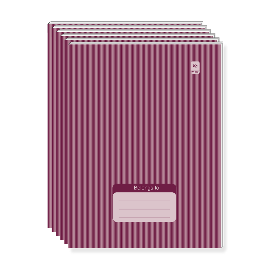 Pragya Notebook (24cm x 18cm, 172 Pages, Single/Four/Square line) Luxe Series Thread Sewn  |  Pack of 6
