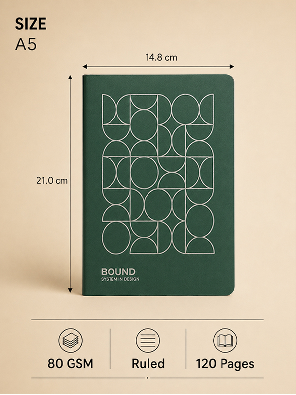 Green Poppy Notebook | A5 | Square Grid | 120 Pages | 80 GSM Paper