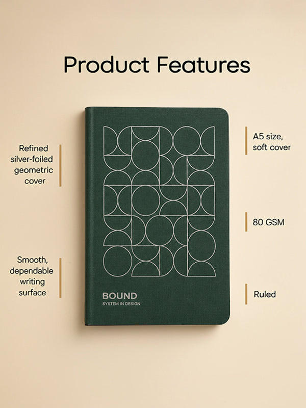 Green Poppy Notebook | A5 | Square Grid | 120 Pages | 80 GSM Paper