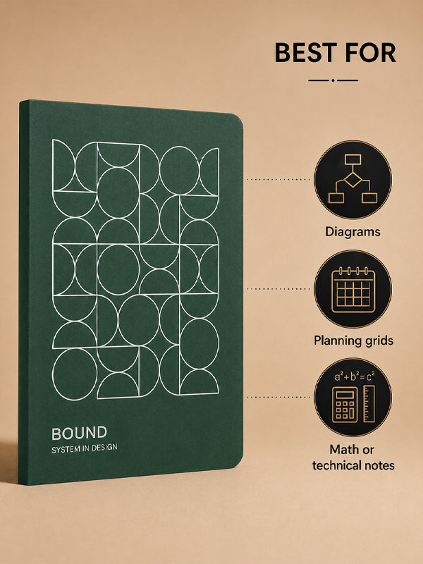 Green Poppy Notebook | A5 | Square Grid | 120 Pages | 80 GSM Paper