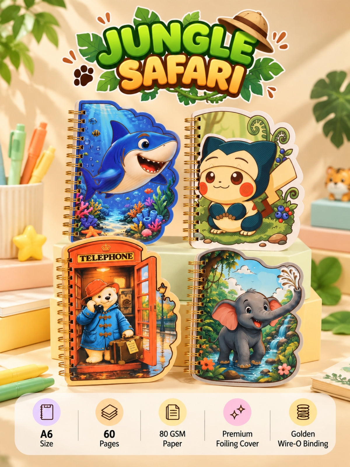 Jungle Safari animal designs close-up