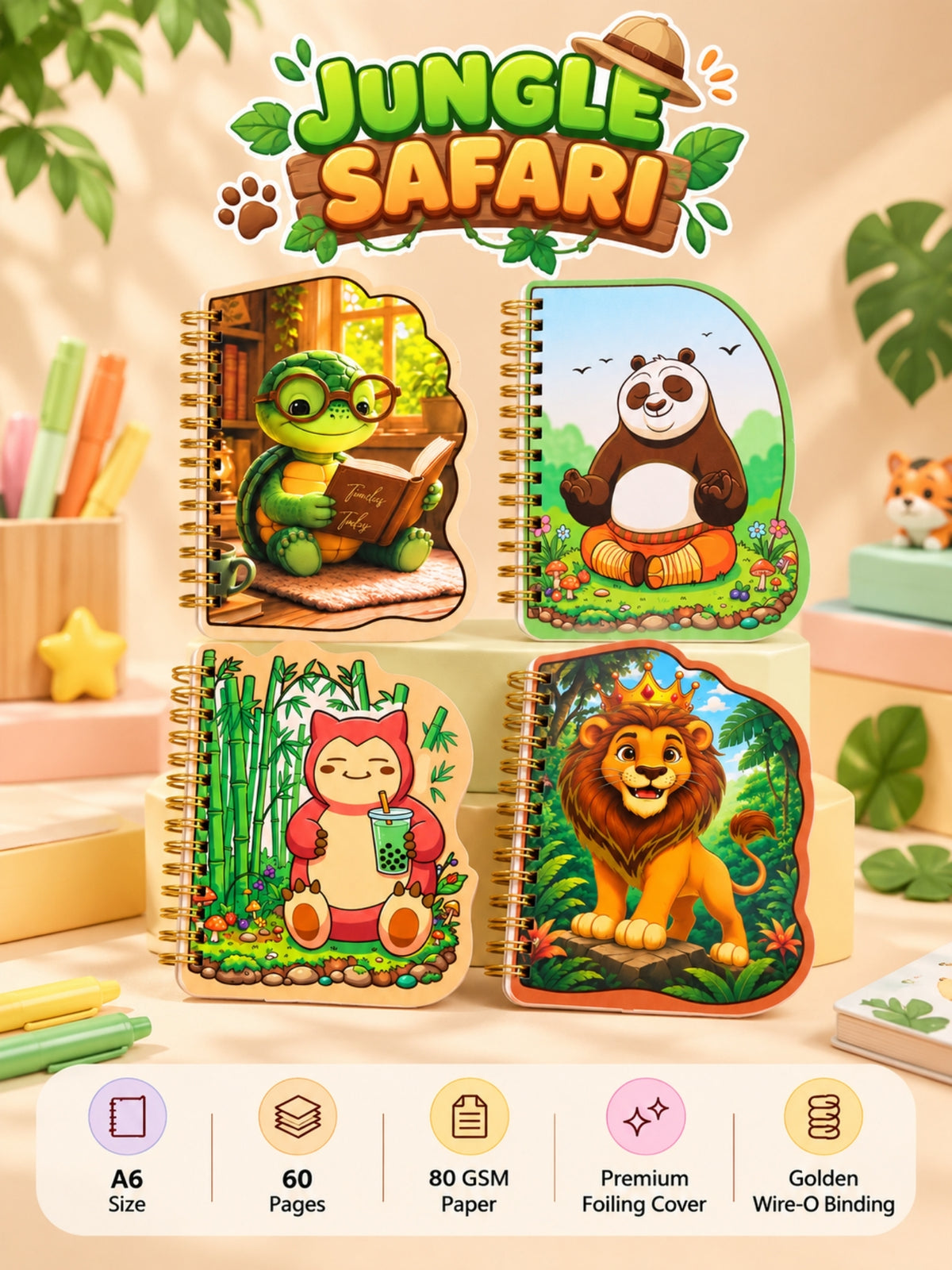 Jungle Safari animal notebook designs, second view